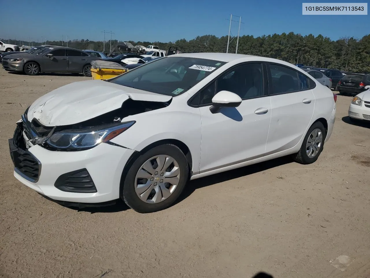 2019 Chevrolet Cruze Ls VIN: 1G1BC5SM9K7113543 Lot: 75954774