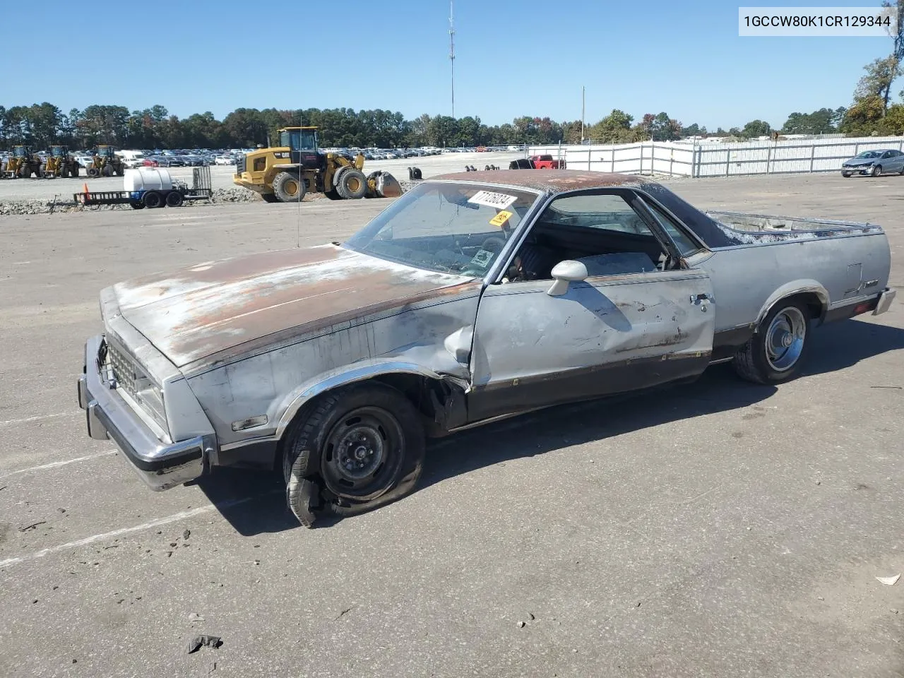 1982 Chevrolet El Camino VIN: 1GCCW80K1CR129344 Lot: 77126034