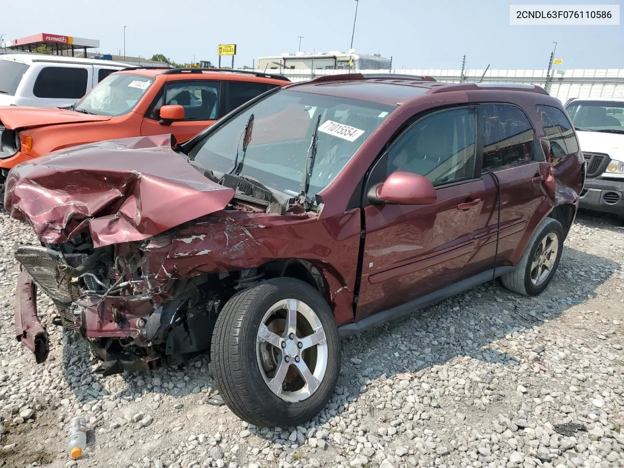 2007 Chevrolet Equinox Lt VIN: 2CNDL63F076110586 Lot: 71015554