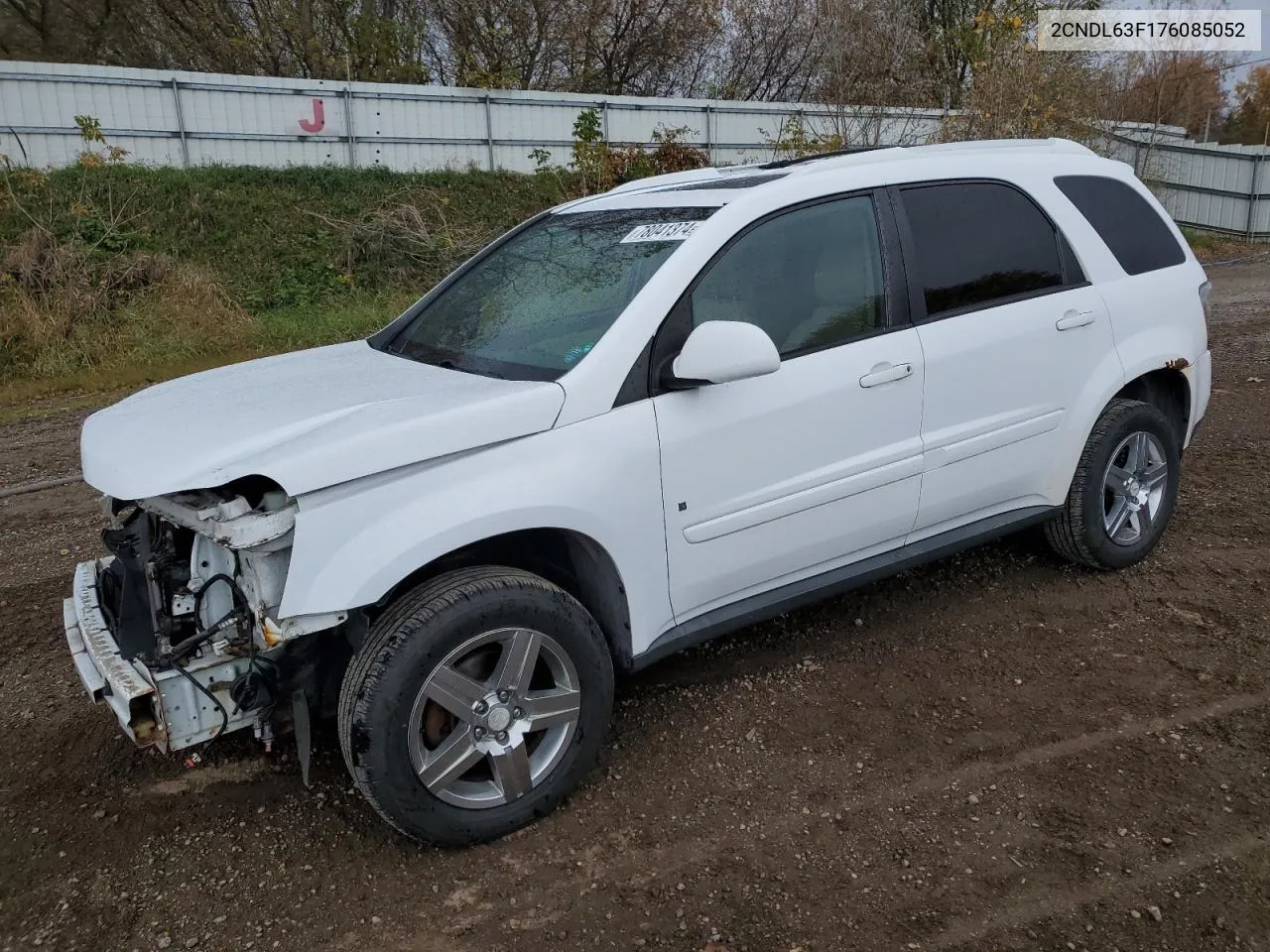 2007 Chevrolet Equinox Lt VIN: 2CNDL63F176085052 Lot: 78041374