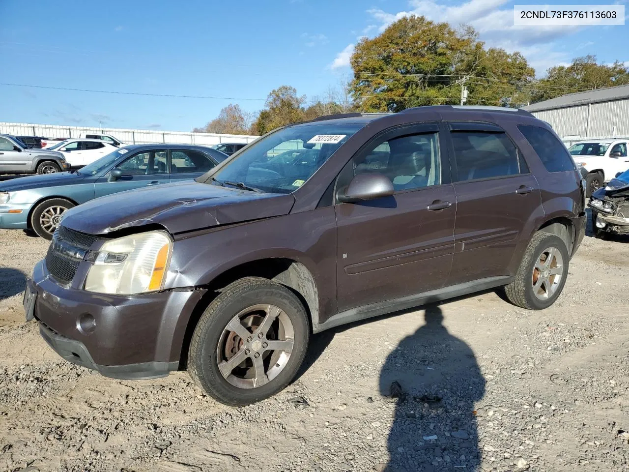 2007 Chevrolet Equinox Lt VIN: 2CNDL73F376113603 Lot: 78372874