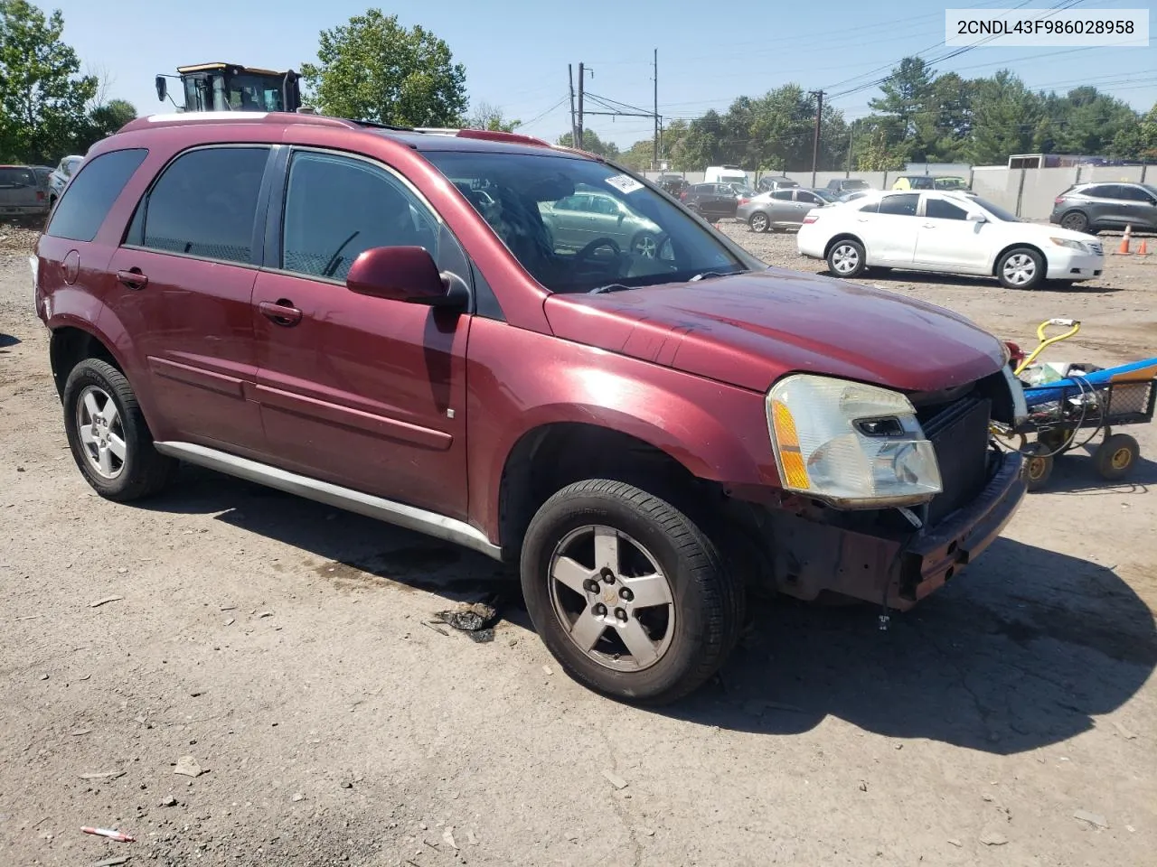 2008 Chevrolet Equinox Lt VIN: 2CNDL43F986028958 Lot: 70446824