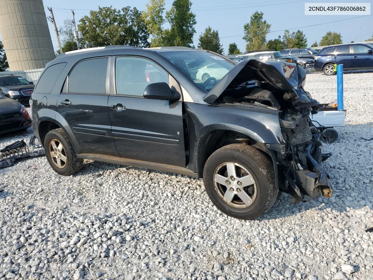 2008 Chevrolet Equinox Lt VIN: 2CNDL43F786006862 Lot: 71249334