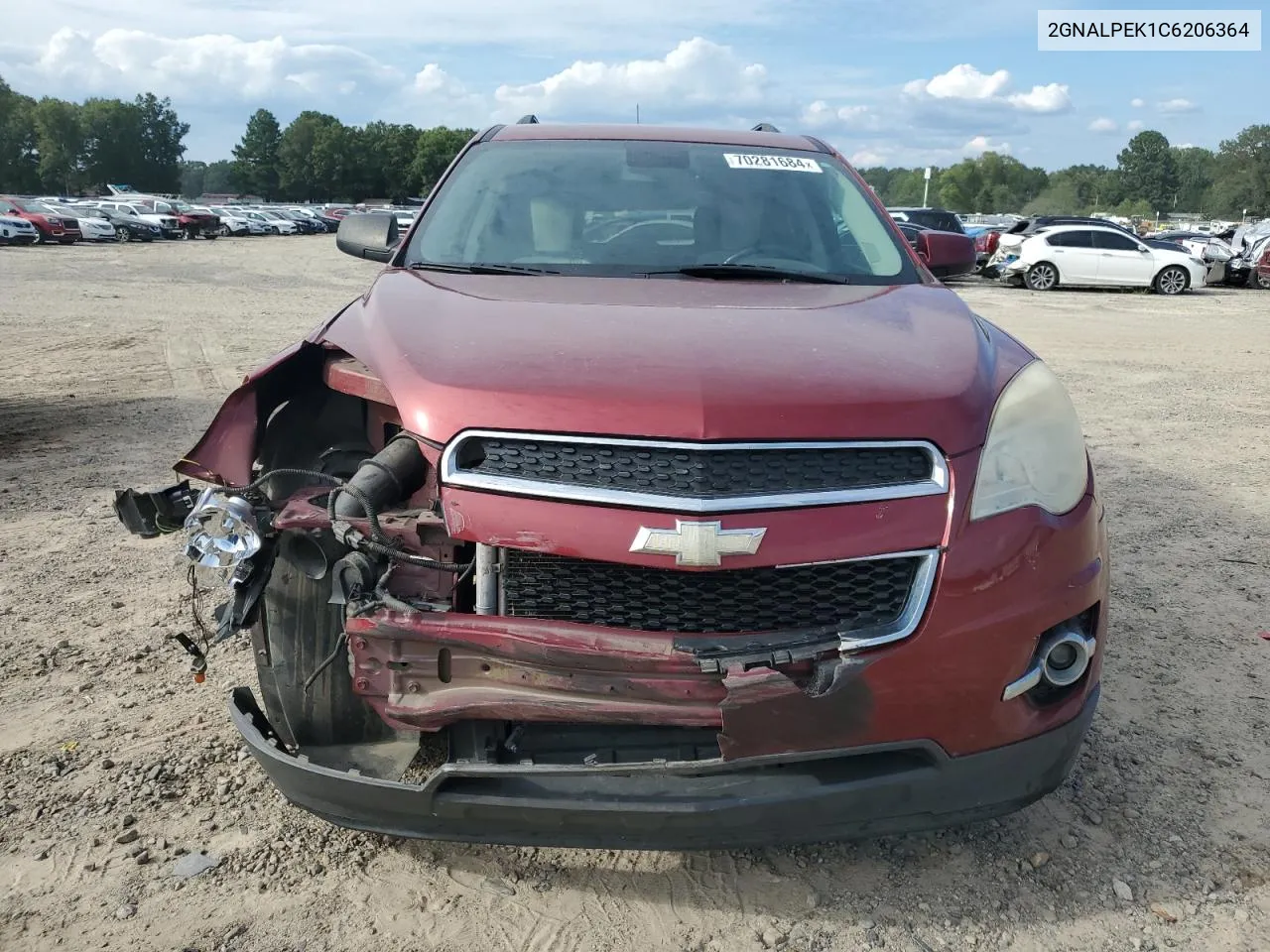 2012 Chevrolet Equinox Lt VIN: 2GNALPEK1C6206364 Lot: 70281684