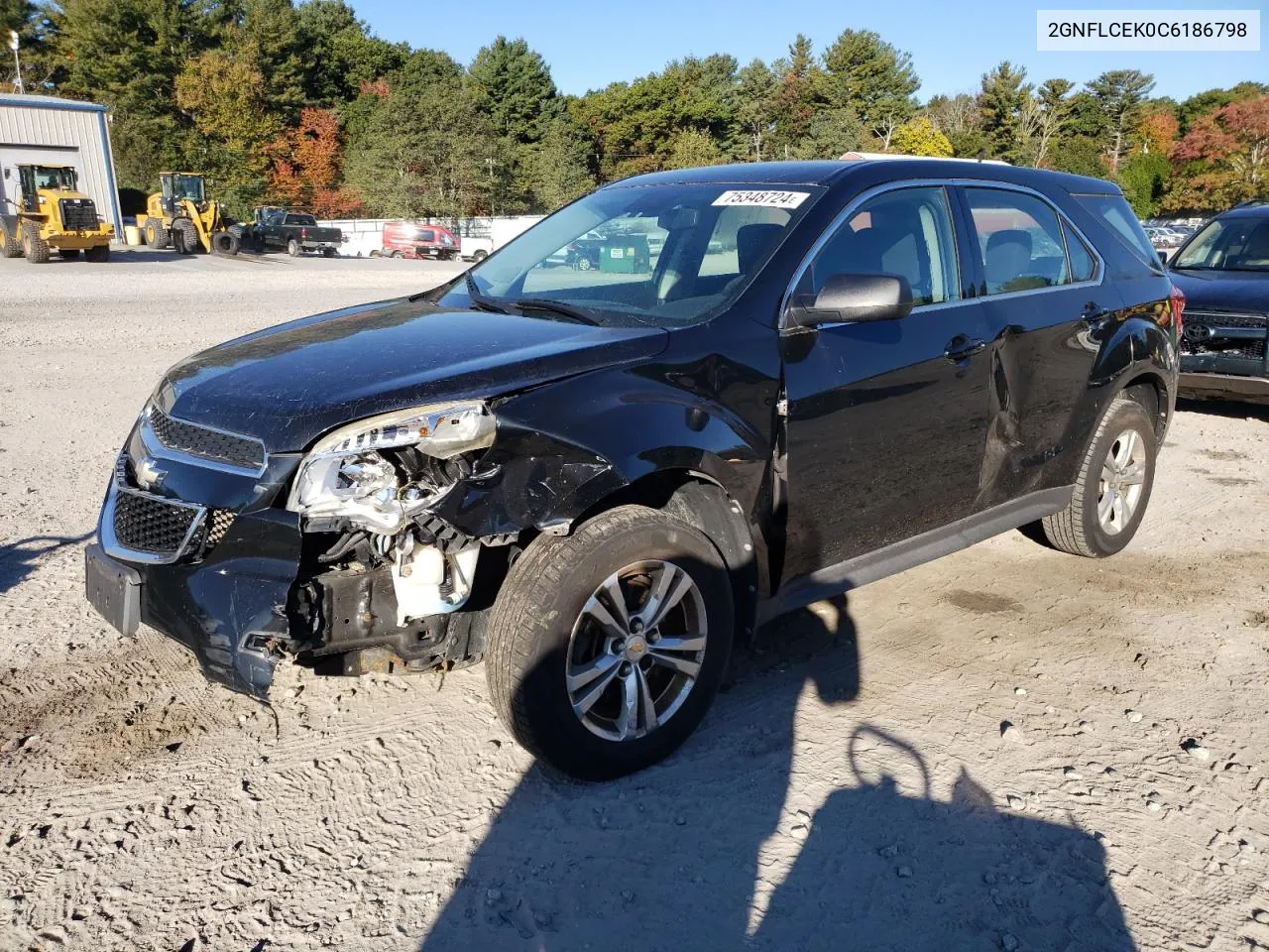 2012 Chevrolet Equinox Ls VIN: 2GNFLCEK0C6186798 Lot: 75348724