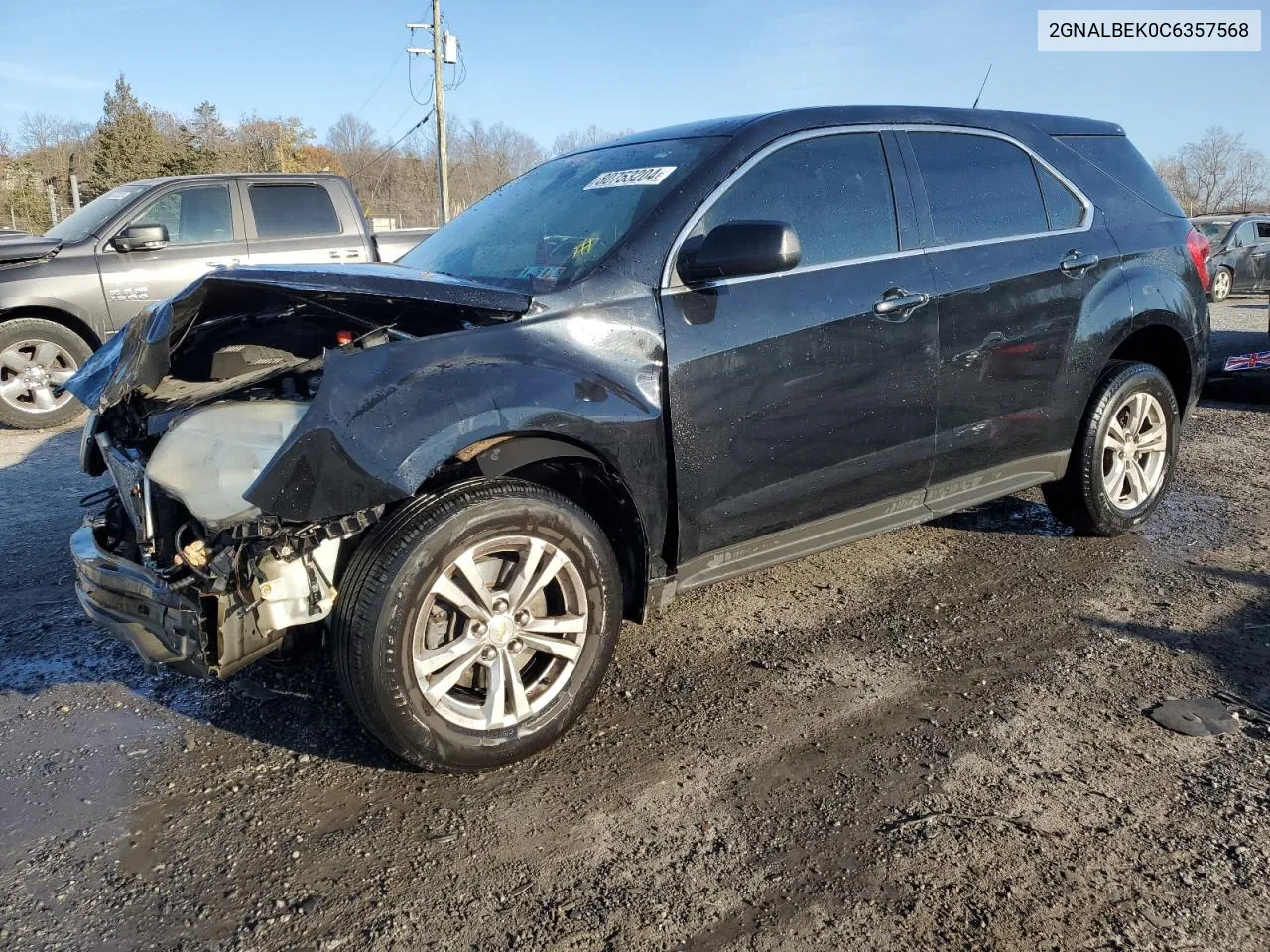 2012 Chevrolet Equinox Ls VIN: 2GNALBEK0C6357568 Lot: 80753204