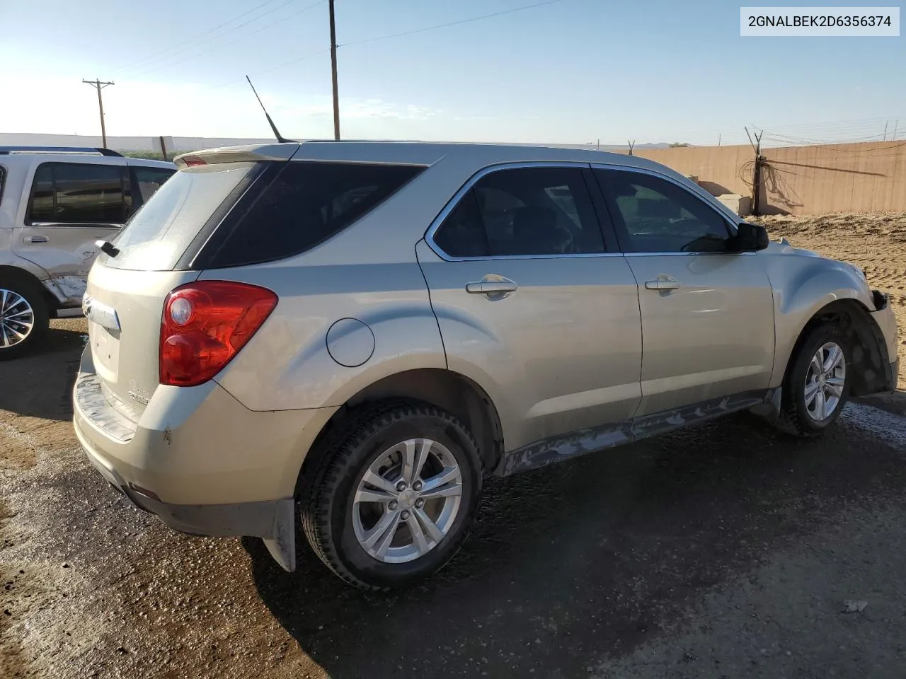 2013 Chevrolet Equinox Ls VIN: 2GNALBEK2D6356374 Lot: 72001154