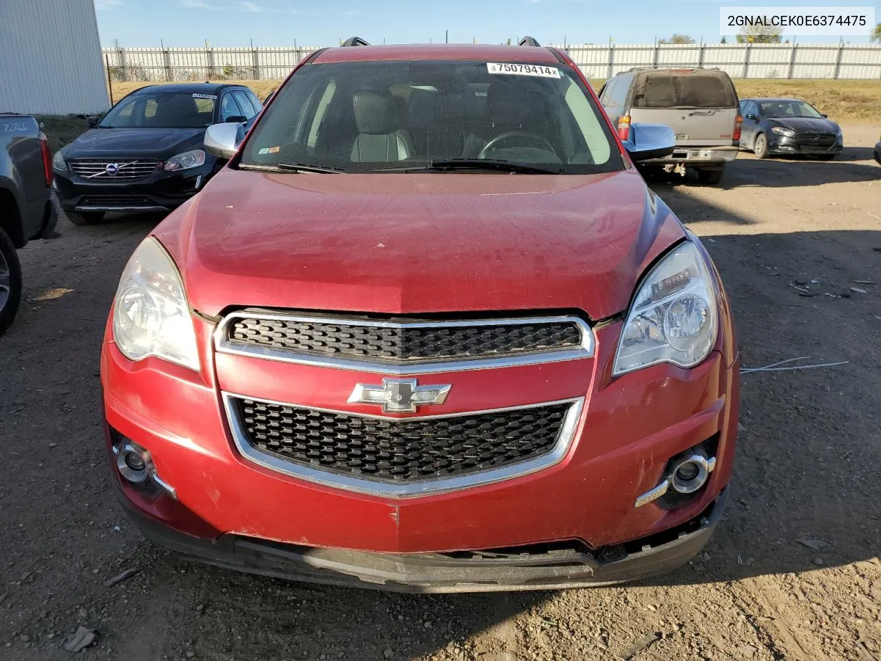 2014 Chevrolet Equinox Lt VIN: 2GNALCEK0E6374475 Lot: 75079414