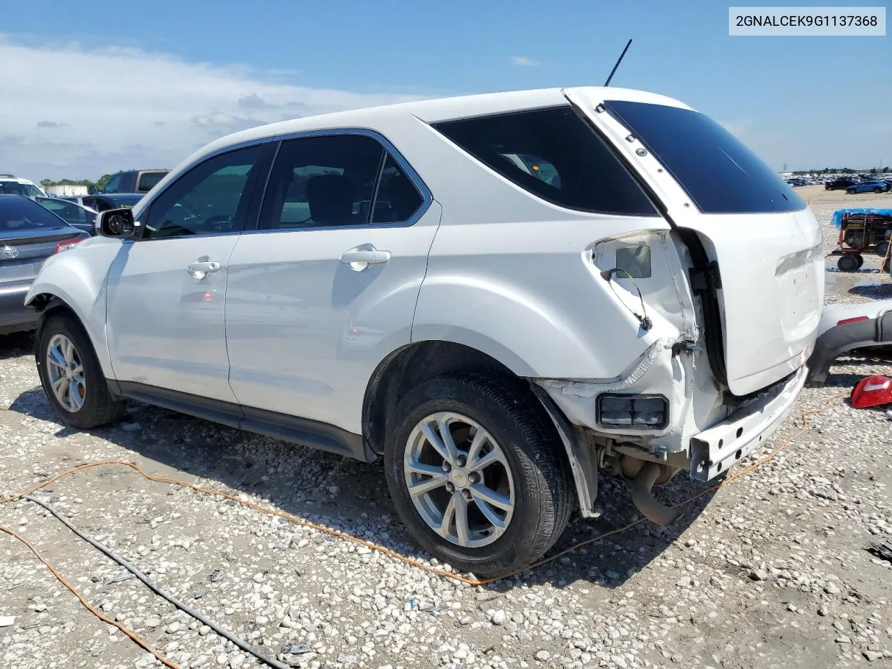 2016 Chevrolet Equinox Lt VIN: 2GNALCEK9G1137368 Lot: 57171454