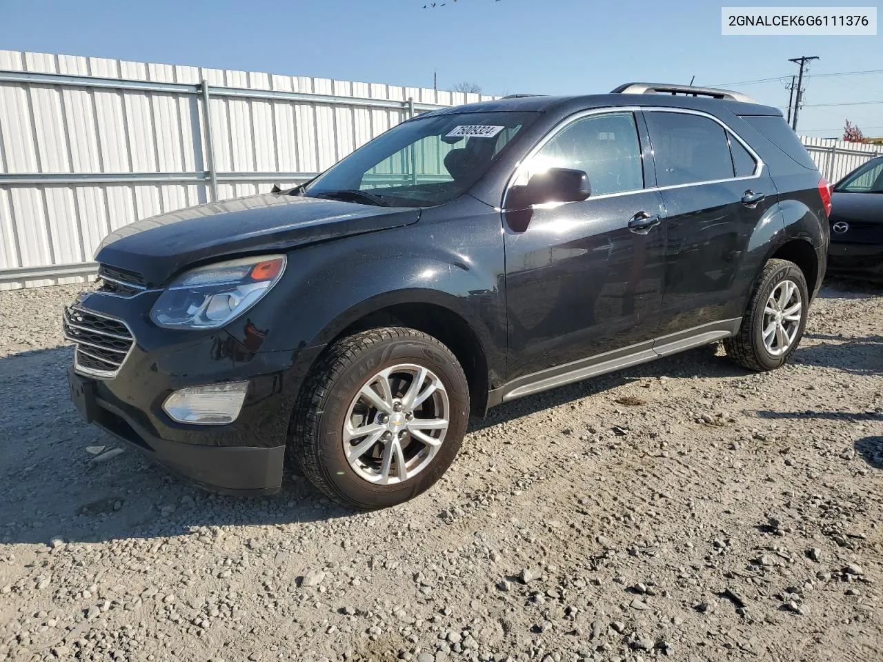 2016 Chevrolet Equinox Lt VIN: 2GNALCEK6G6111376 Lot: 75009324