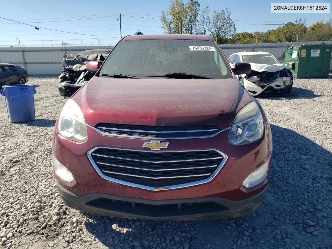 2017 Chevrolet Equinox Lt VIN: 2GNALCEK8H1512524 Lot: 76033224