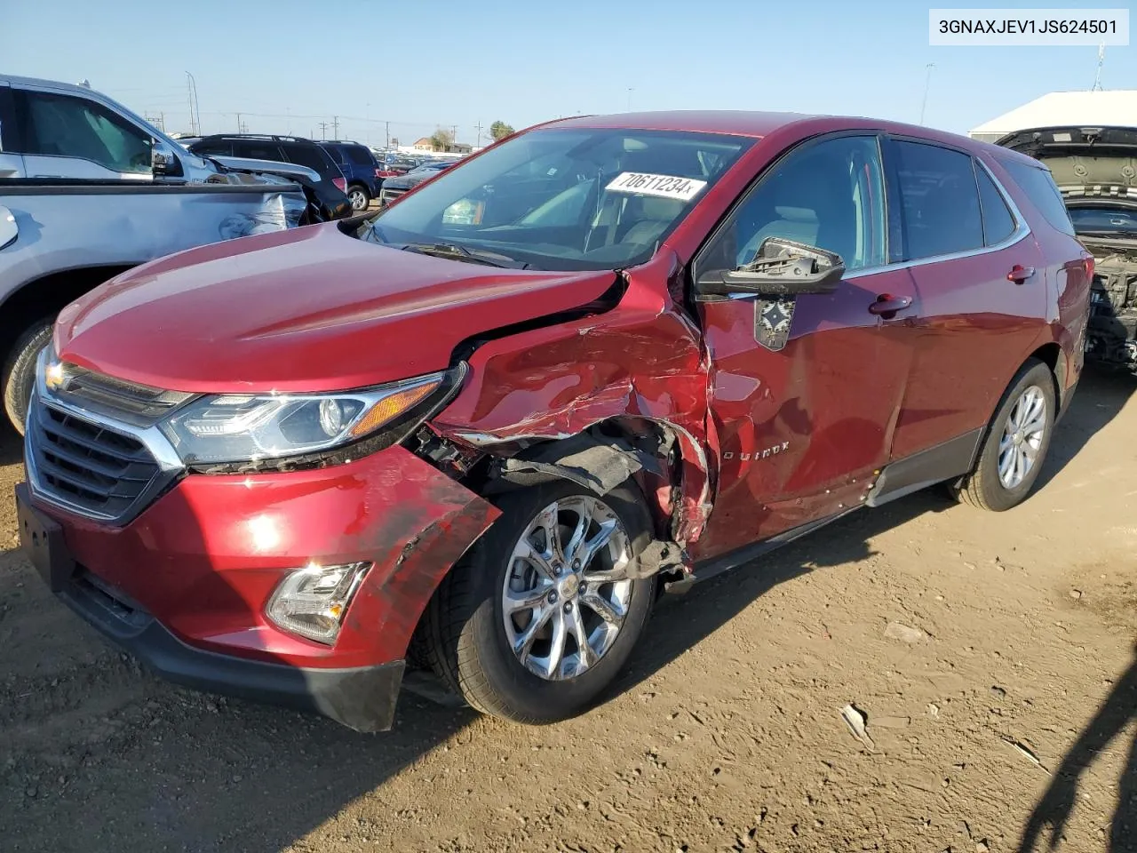 2018 Chevrolet Equinox Lt VIN: 3GNAXJEV1JS624501 Lot: 70611234