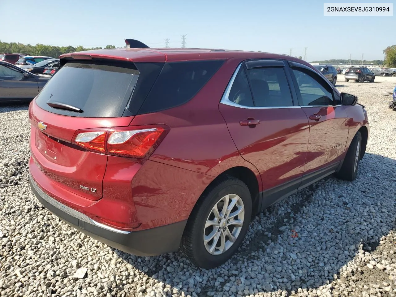 2018 Chevrolet Equinox Lt VIN: 2GNAXSEV8J6310994 Lot: 72015414