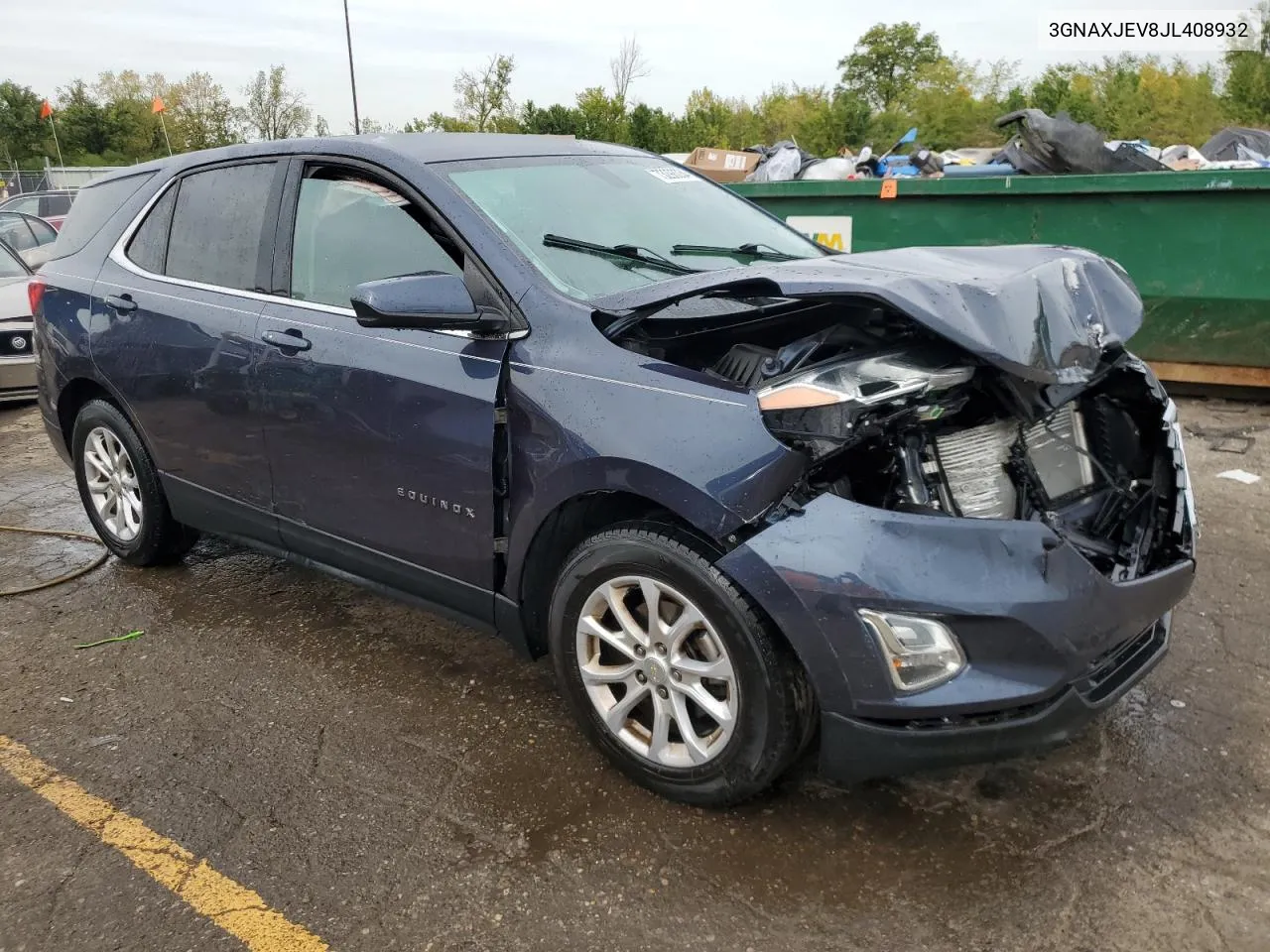 2018 Chevrolet Equinox Lt VIN: 3GNAXJEV8JL408932 Lot: 73298034