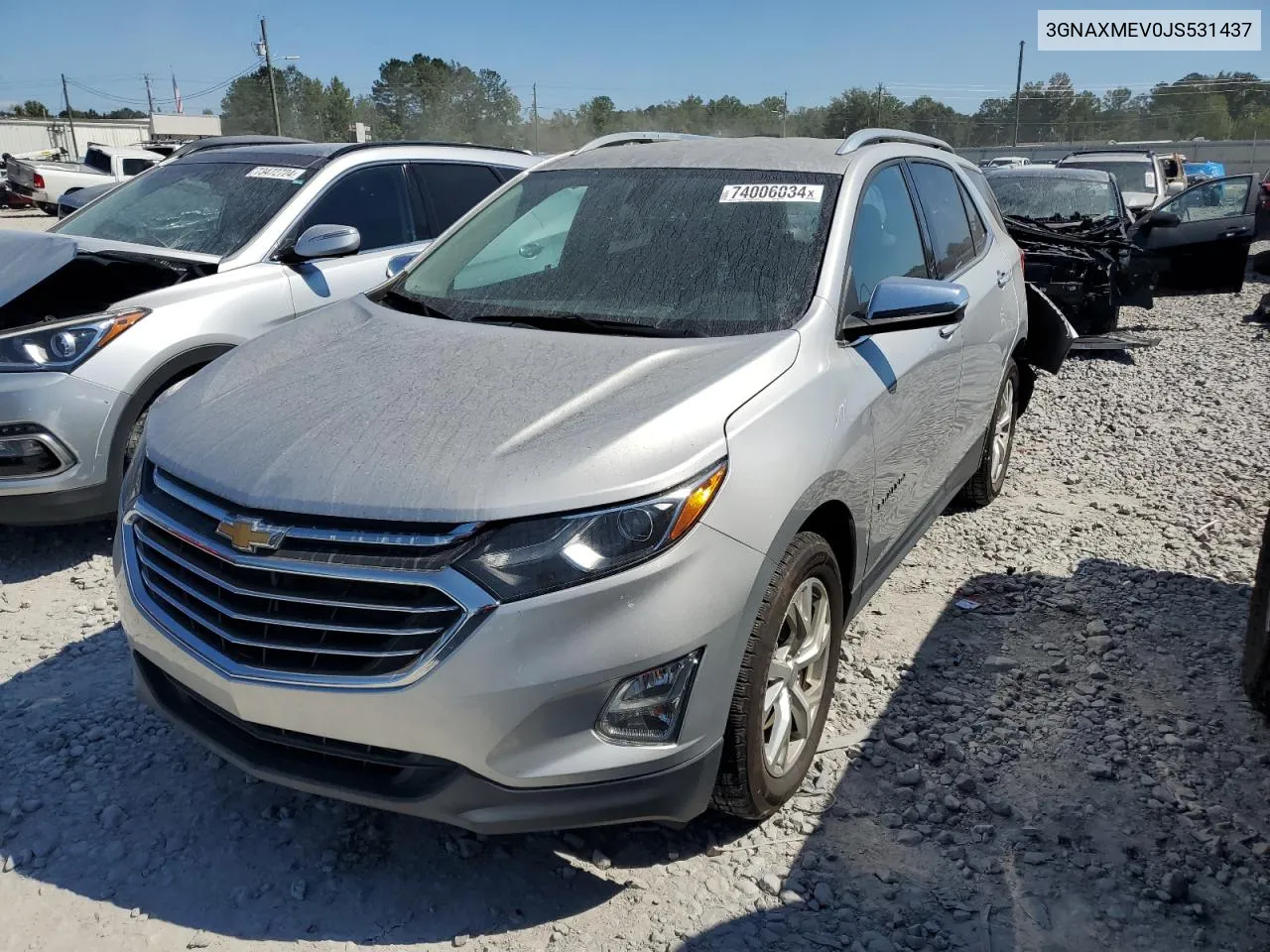 2018 Chevrolet Equinox Premier VIN: 3GNAXMEV0JS531437 Lot: 74006034