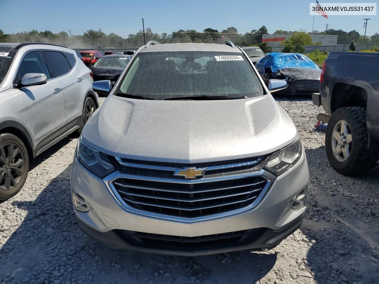 2018 Chevrolet Equinox Premier VIN: 3GNAXMEV0JS531437 Lot: 74006034