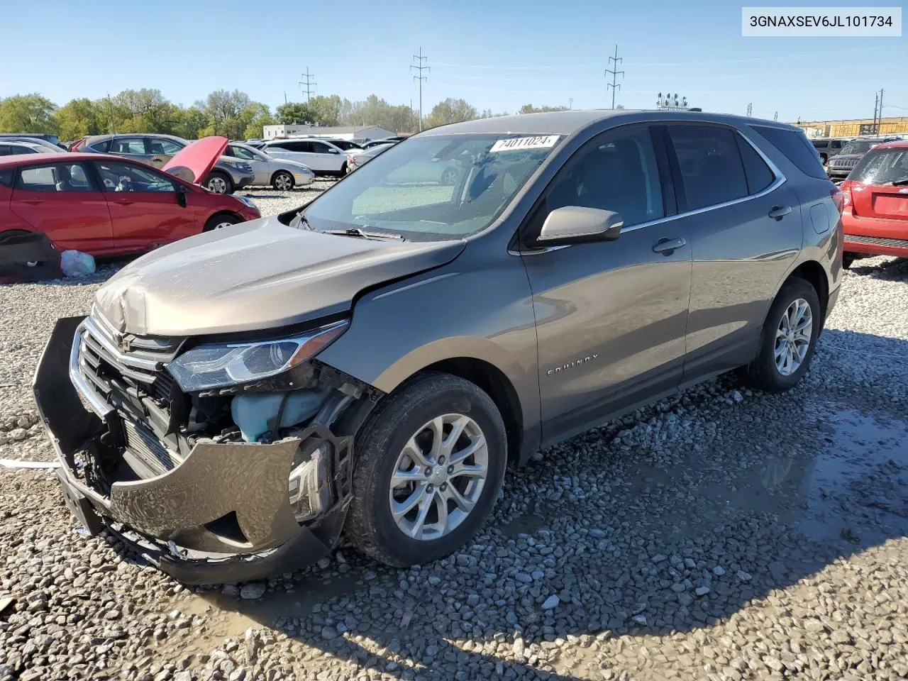 2018 Chevrolet Equinox Lt VIN: 3GNAXSEV6JL101734 Lot: 74011024