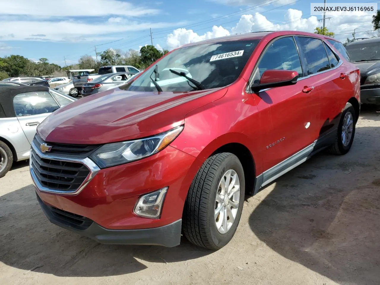 2018 Chevrolet Equinox Lt VIN: 2GNAXJEV3J6116965 Lot: 74616534