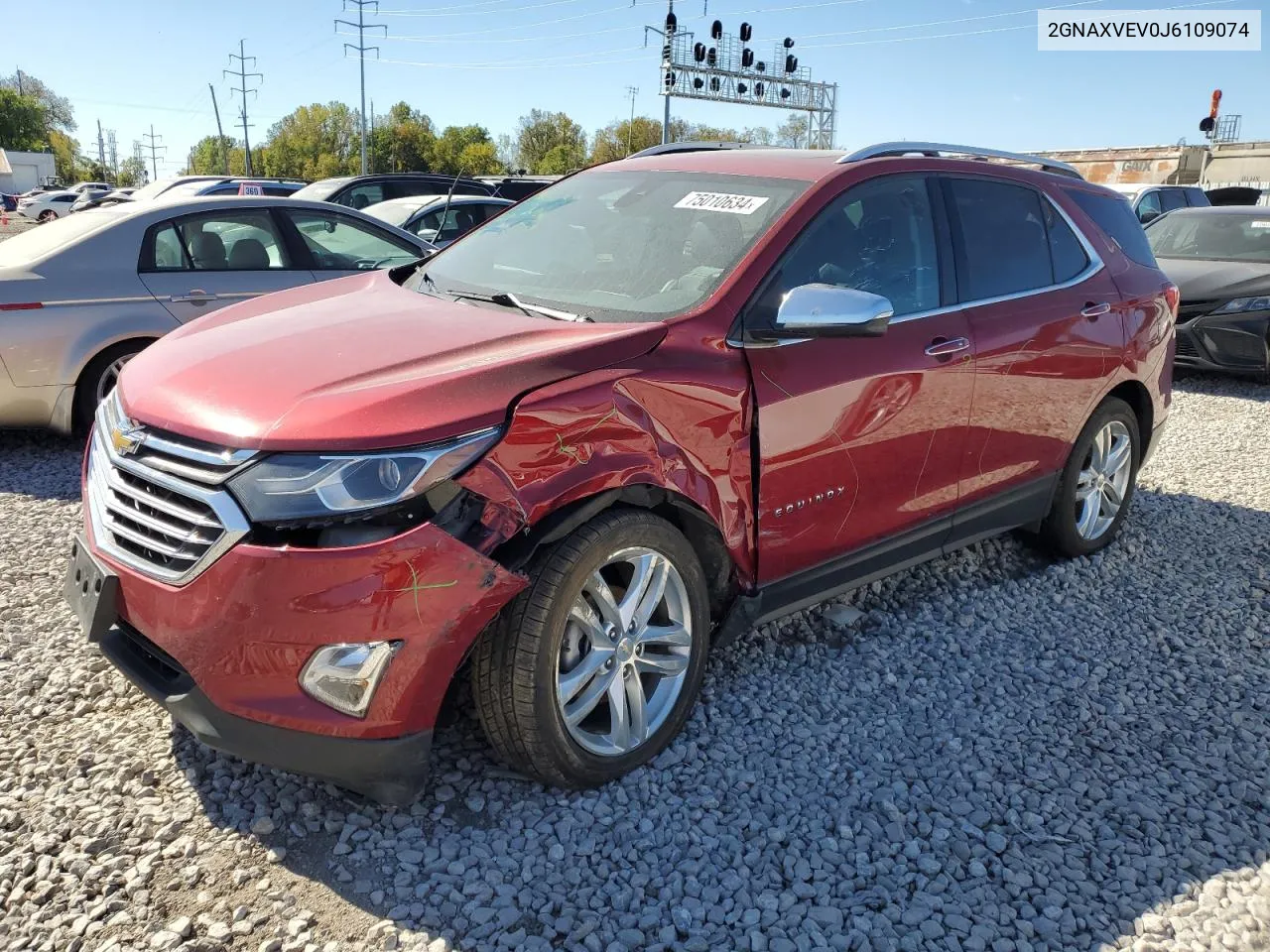 2018 Chevrolet Equinox Premier VIN: 2GNAXVEV0J6109074 Lot: 75010634