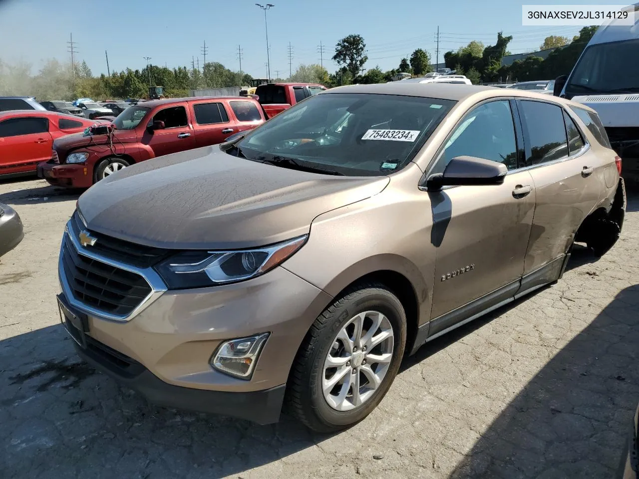 2018 Chevrolet Equinox Lt VIN: 3GNAXSEV2JL314129 Lot: 75483234