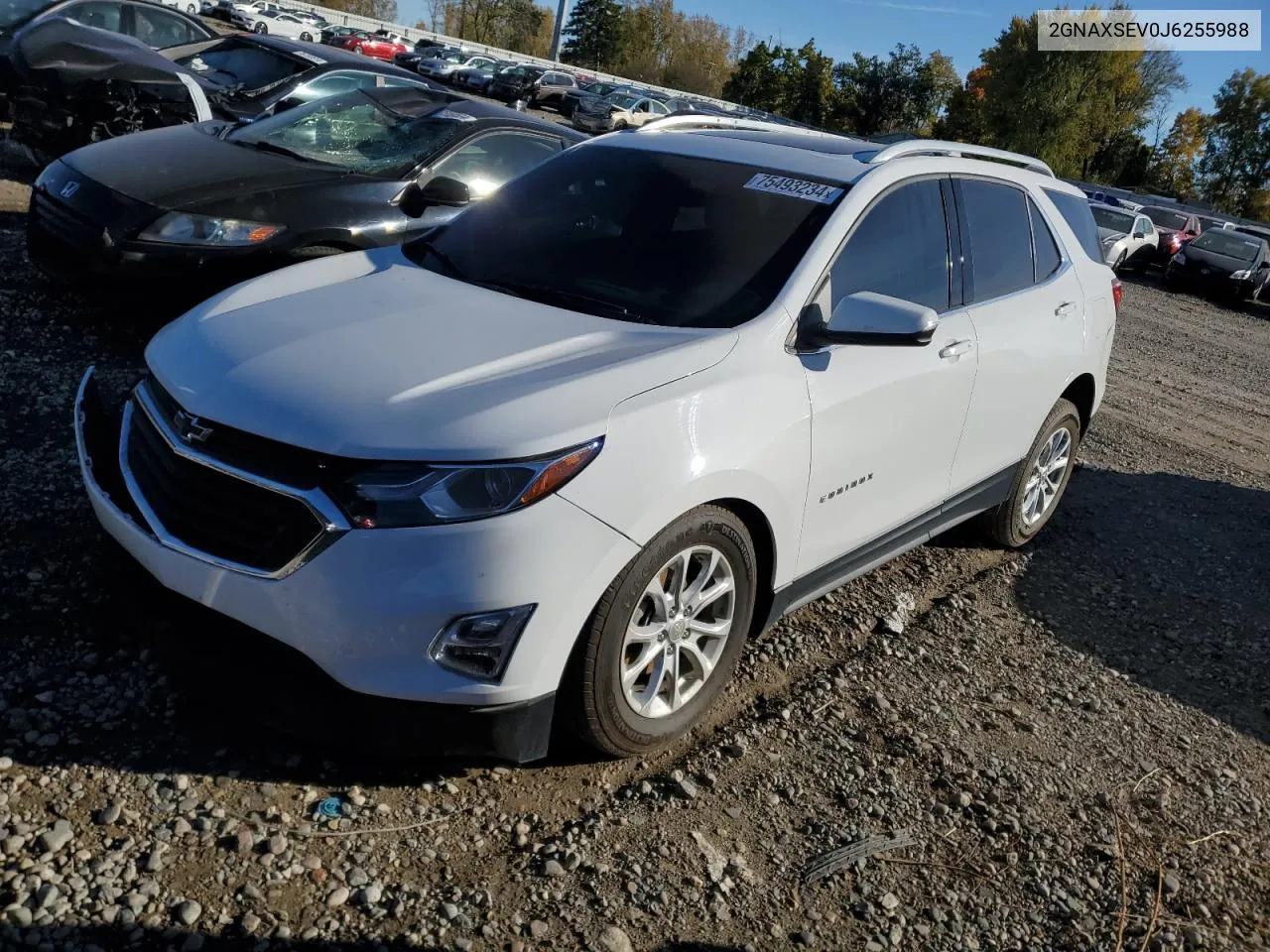 2018 Chevrolet Equinox Lt VIN: 2GNAXSEV0J6255988 Lot: 75493234