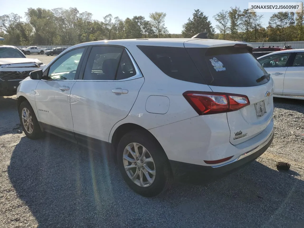 2018 Chevrolet Equinox Lt VIN: 3GNAXSEV2JS600987 Lot: 75985324