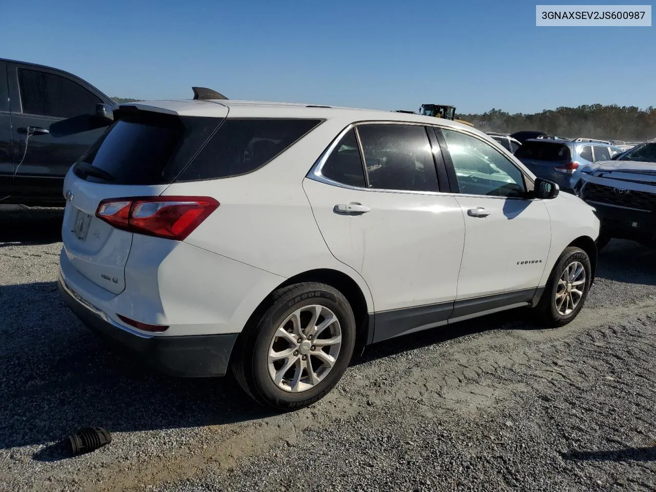 2018 Chevrolet Equinox Lt VIN: 3GNAXSEV2JS600987 Lot: 75985324