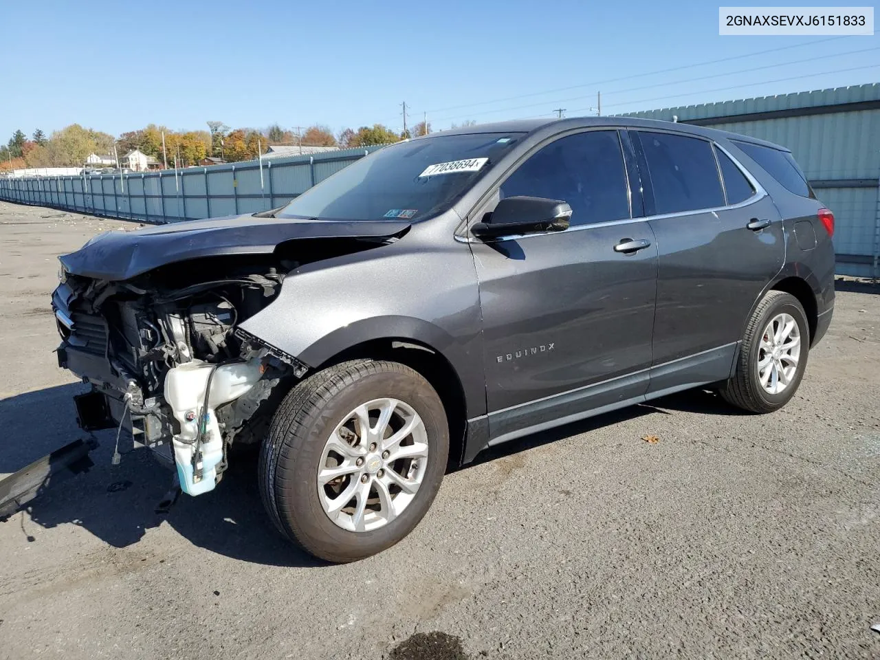 2018 Chevrolet Equinox Lt VIN: 2GNAXSEVXJ6151833 Lot: 77038694