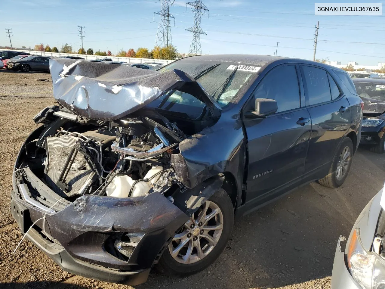 2018 Chevrolet Equinox Ls VIN: 3GNAXHEV3JL367635 Lot: 77330064