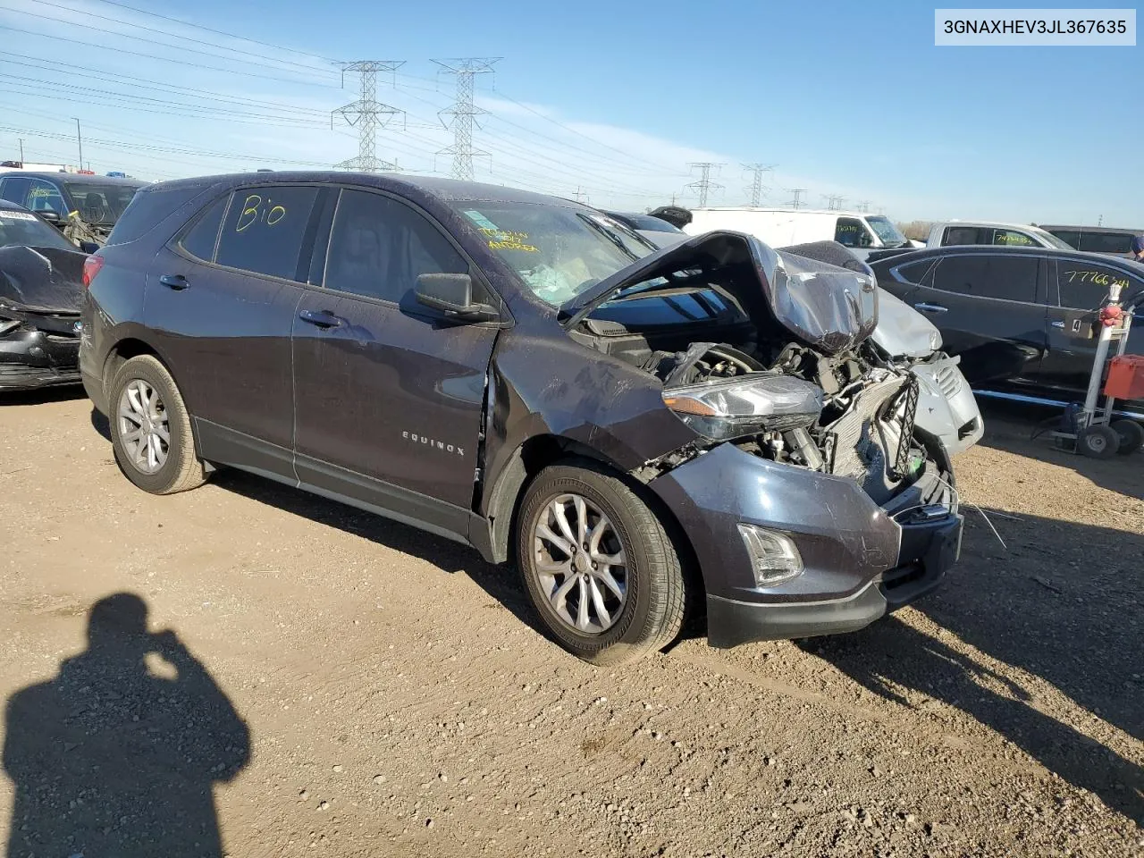 2018 Chevrolet Equinox Ls VIN: 3GNAXHEV3JL367635 Lot: 77330064