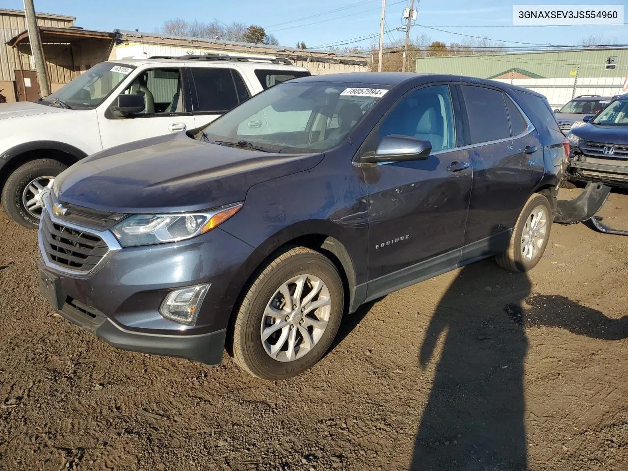 2018 Chevrolet Equinox Lt VIN: 3GNAXSEV3JS554960 Lot: 78057994