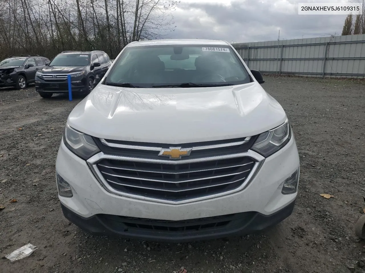 2018 Chevrolet Equinox Ls VIN: 2GNAXHEV5J6109315 Lot: 78081574