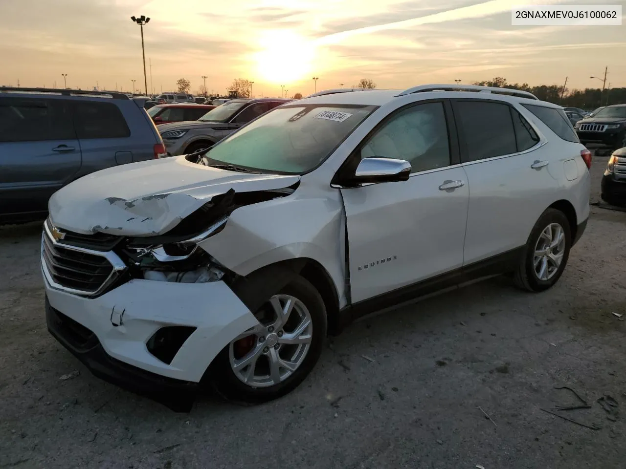 2018 Chevrolet Equinox Premier VIN: 2GNAXMEV0J6100062 Lot: 78138714