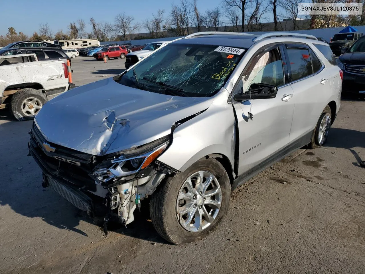 2018 Chevrolet Equinox Lt VIN: 3GNAXJEV8JL120375 Lot: 78229454