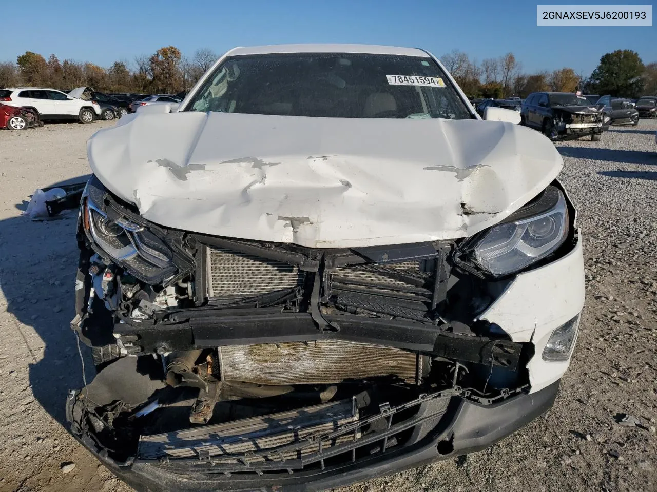 2018 Chevrolet Equinox Lt VIN: 2GNAXSEV5J6200193 Lot: 78451594