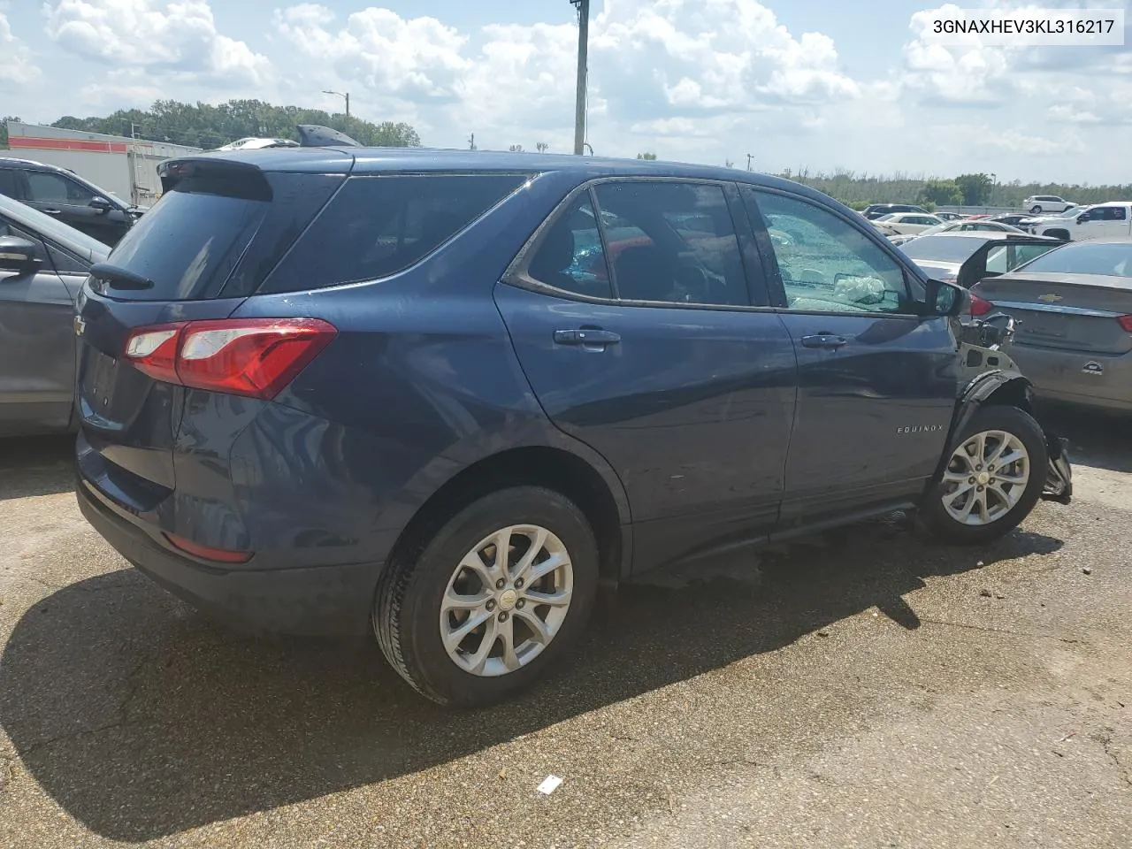 2019 Chevrolet Equinox Ls VIN: 3GNAXHEV3KL316217 Lot: 66567854