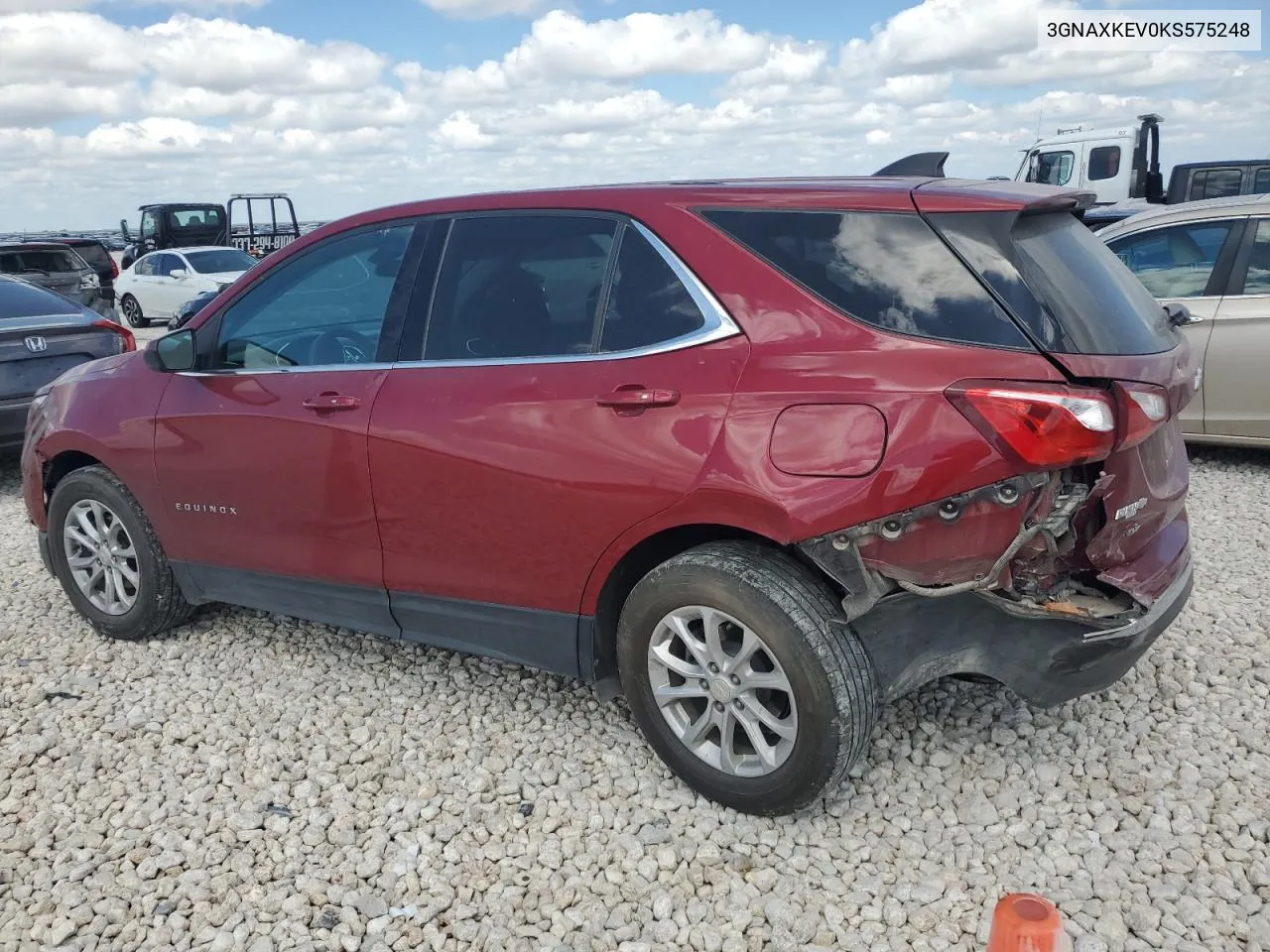 2019 Chevrolet Equinox Lt VIN: 3GNAXKEV0KS575248 Lot: 71960914