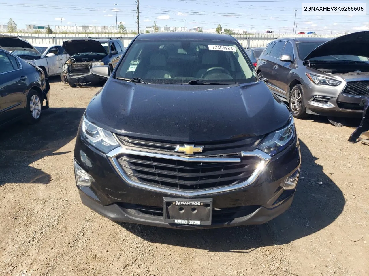 2019 Chevrolet Equinox Ls VIN: 2GNAXHEV3K6266505 Lot: 72408984