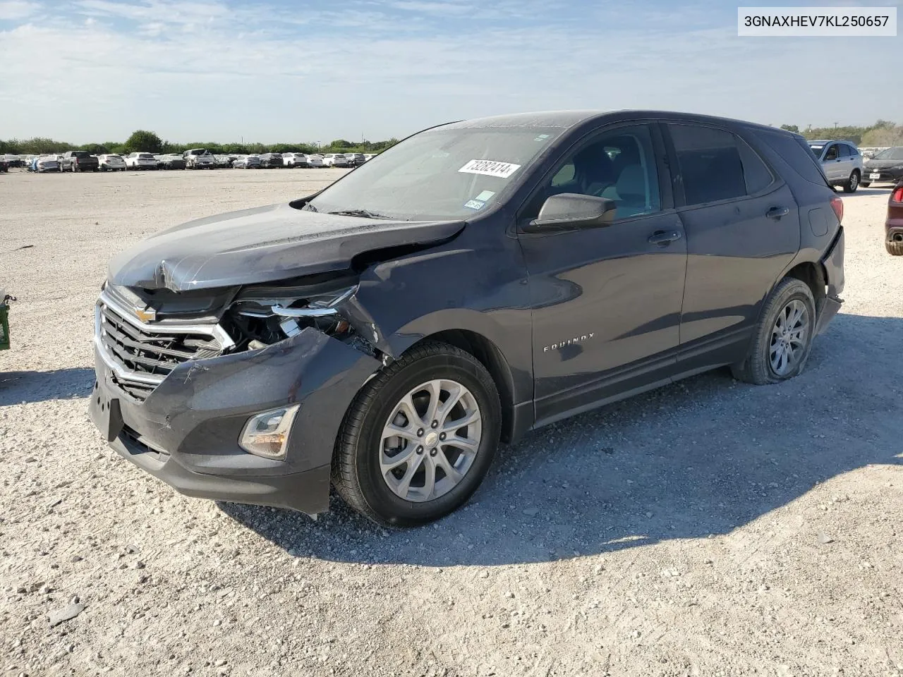 2019 Chevrolet Equinox Ls VIN: 3GNAXHEV7KL250657 Lot: 73282414