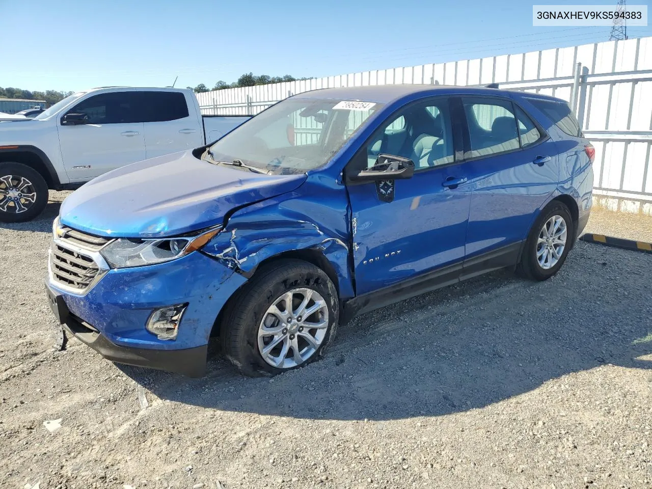 2019 Chevrolet Equinox Ls VIN: 3GNAXHEV9KS594383 Lot: 73950284