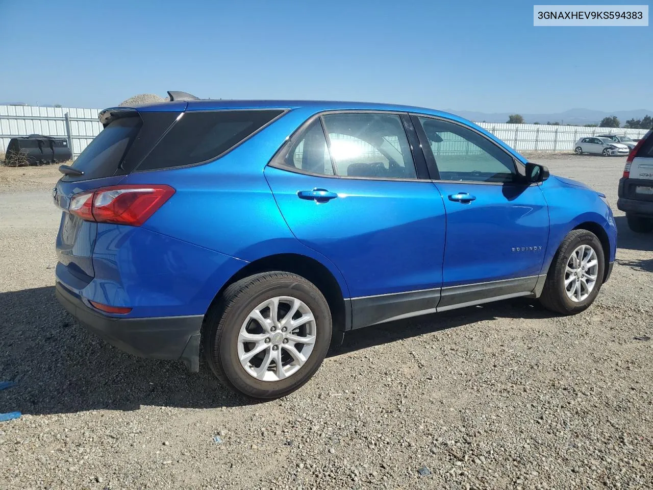 2019 Chevrolet Equinox Ls VIN: 3GNAXHEV9KS594383 Lot: 73950284