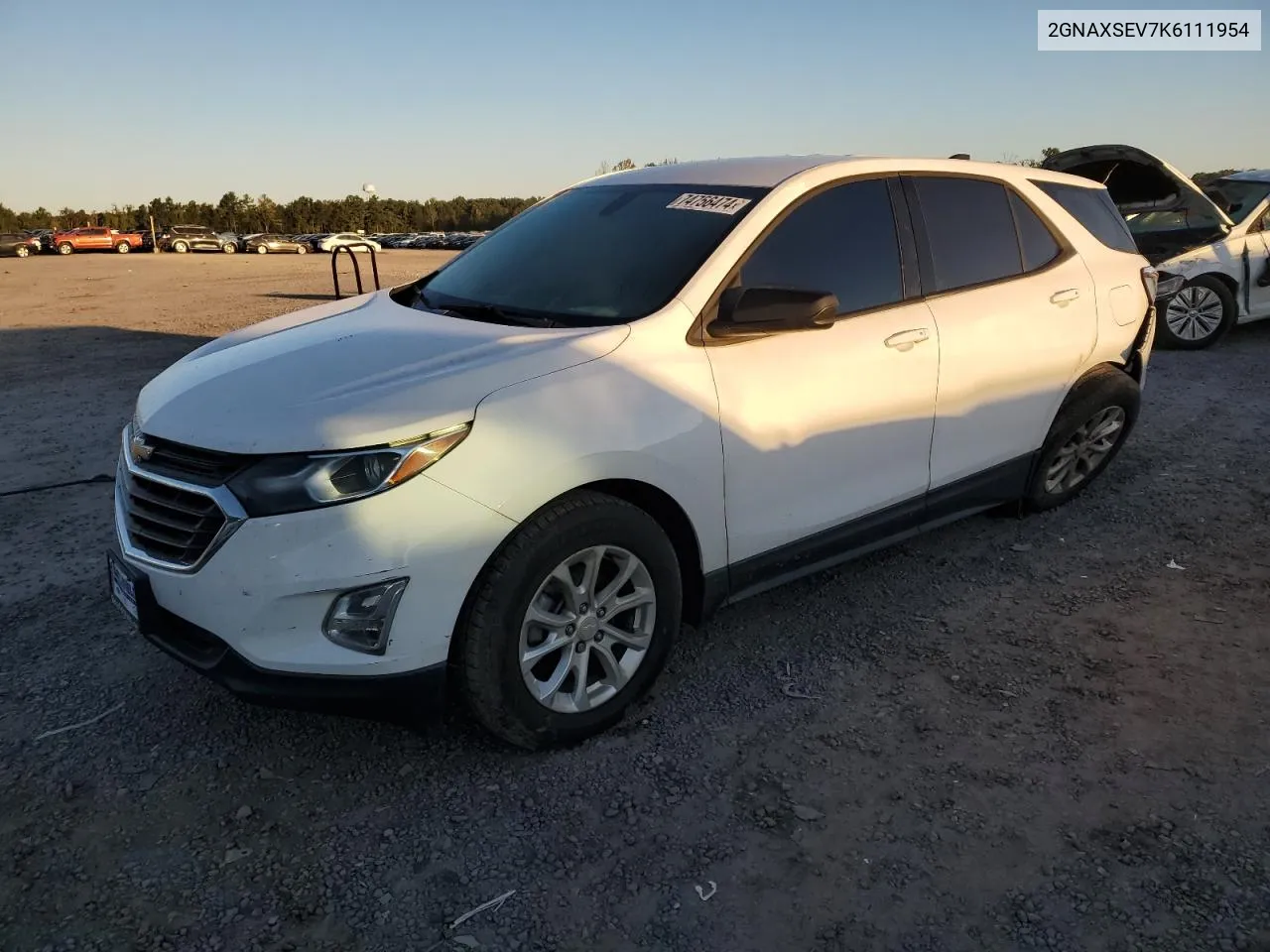 2019 Chevrolet Equinox Ls VIN: 2GNAXSEV7K6111954 Lot: 74756474