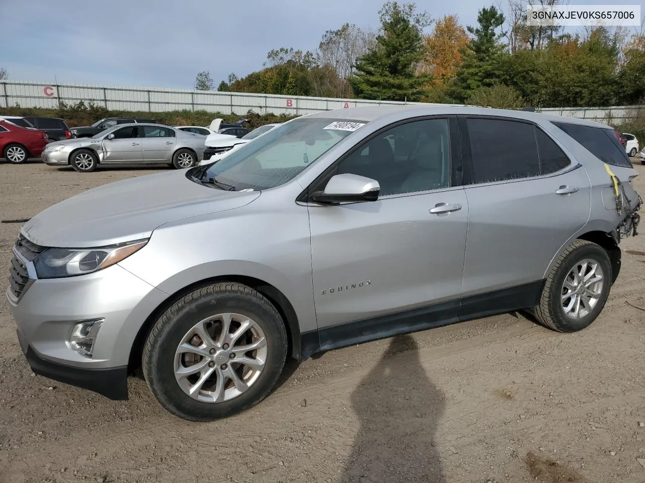 2019 Chevrolet Equinox Lt VIN: 3GNAXJEV0KS657006 Lot: 74908194