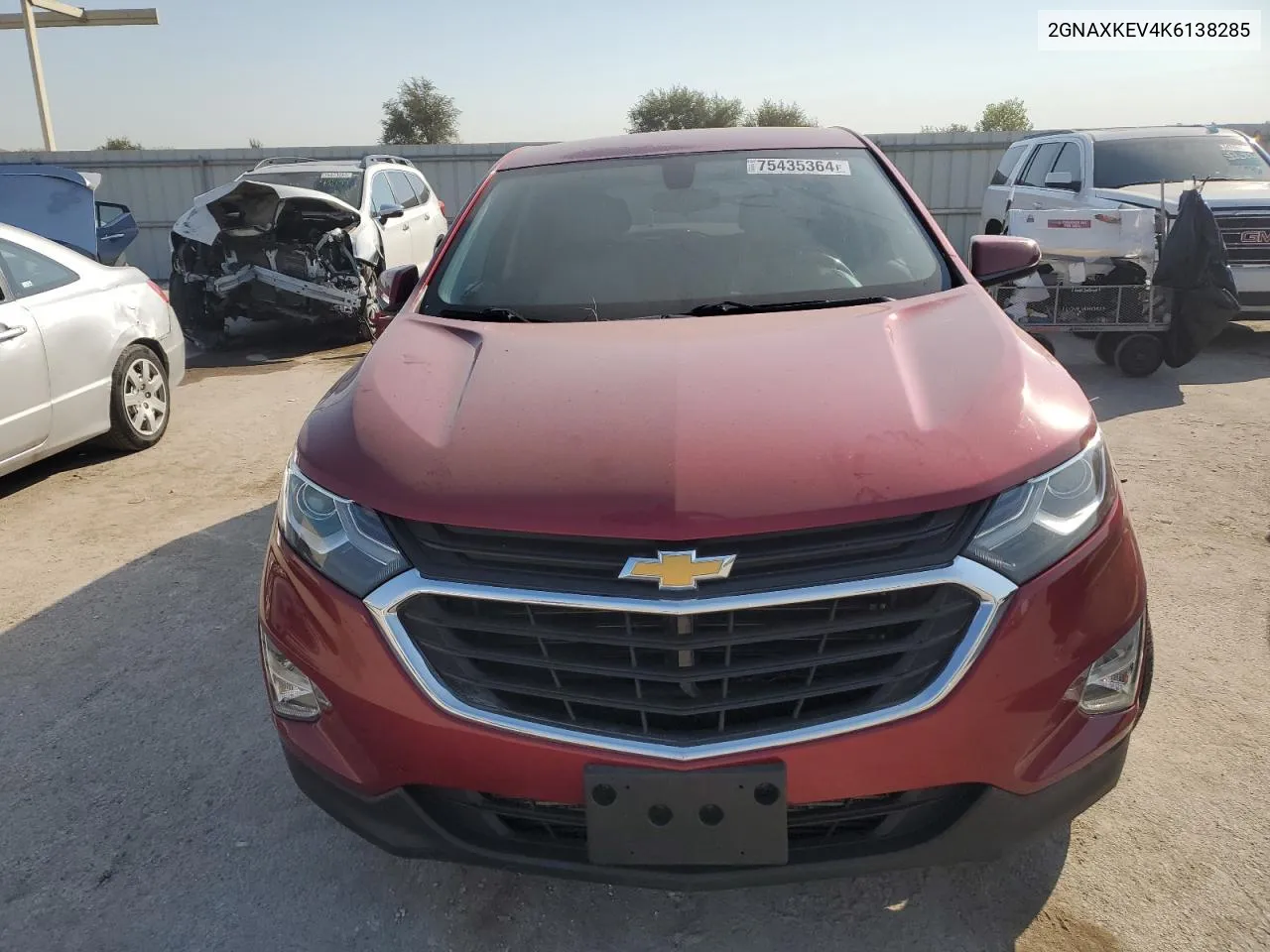 2019 Chevrolet Equinox Lt VIN: 2GNAXKEV4K6138285 Lot: 75435364