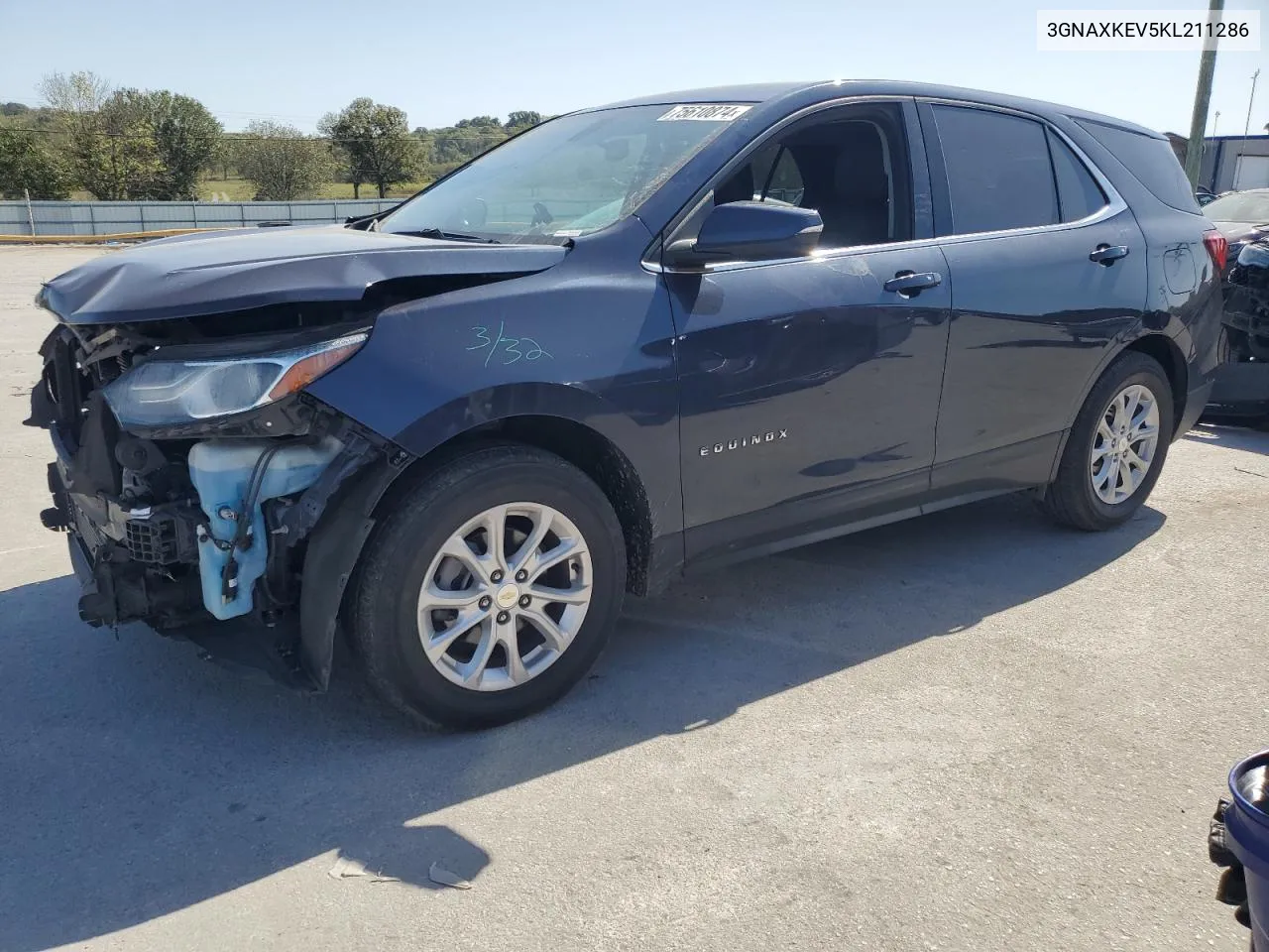 2019 Chevrolet Equinox Lt VIN: 3GNAXKEV5KL211286 Lot: 75610874