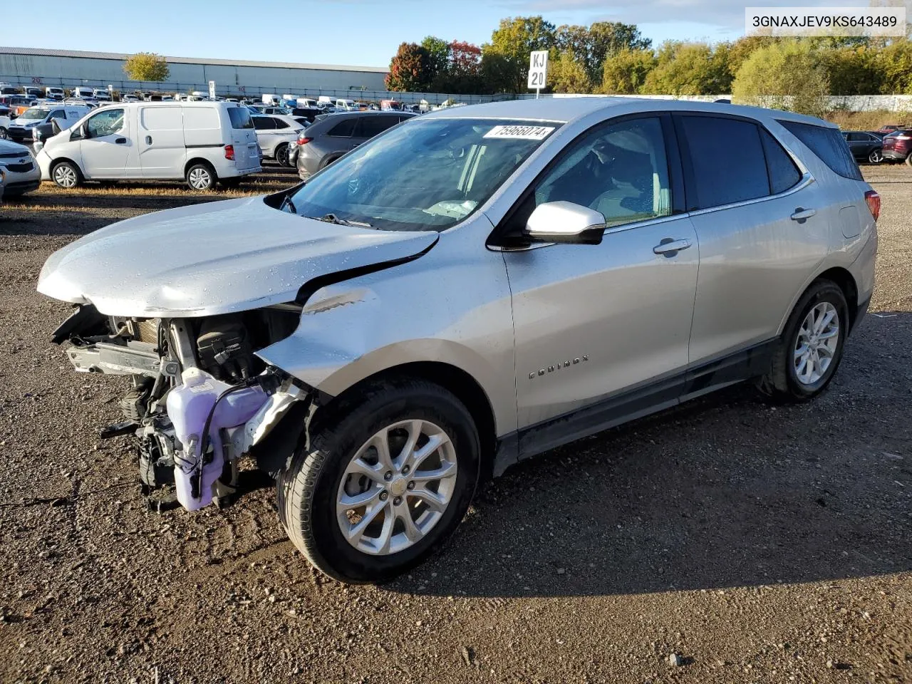 2019 Chevrolet Equinox Lt VIN: 3GNAXJEV9KS643489 Lot: 75966074