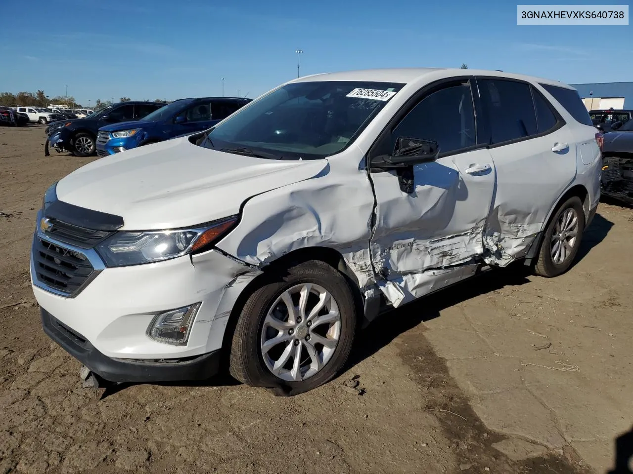 2019 Chevrolet Equinox Ls VIN: 3GNAXHEVXKS640738 Lot: 76285504