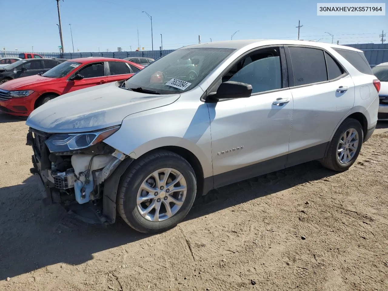 2019 Chevrolet Equinox Ls VIN: 3GNAXHEV2KS571964 Lot: 76522094