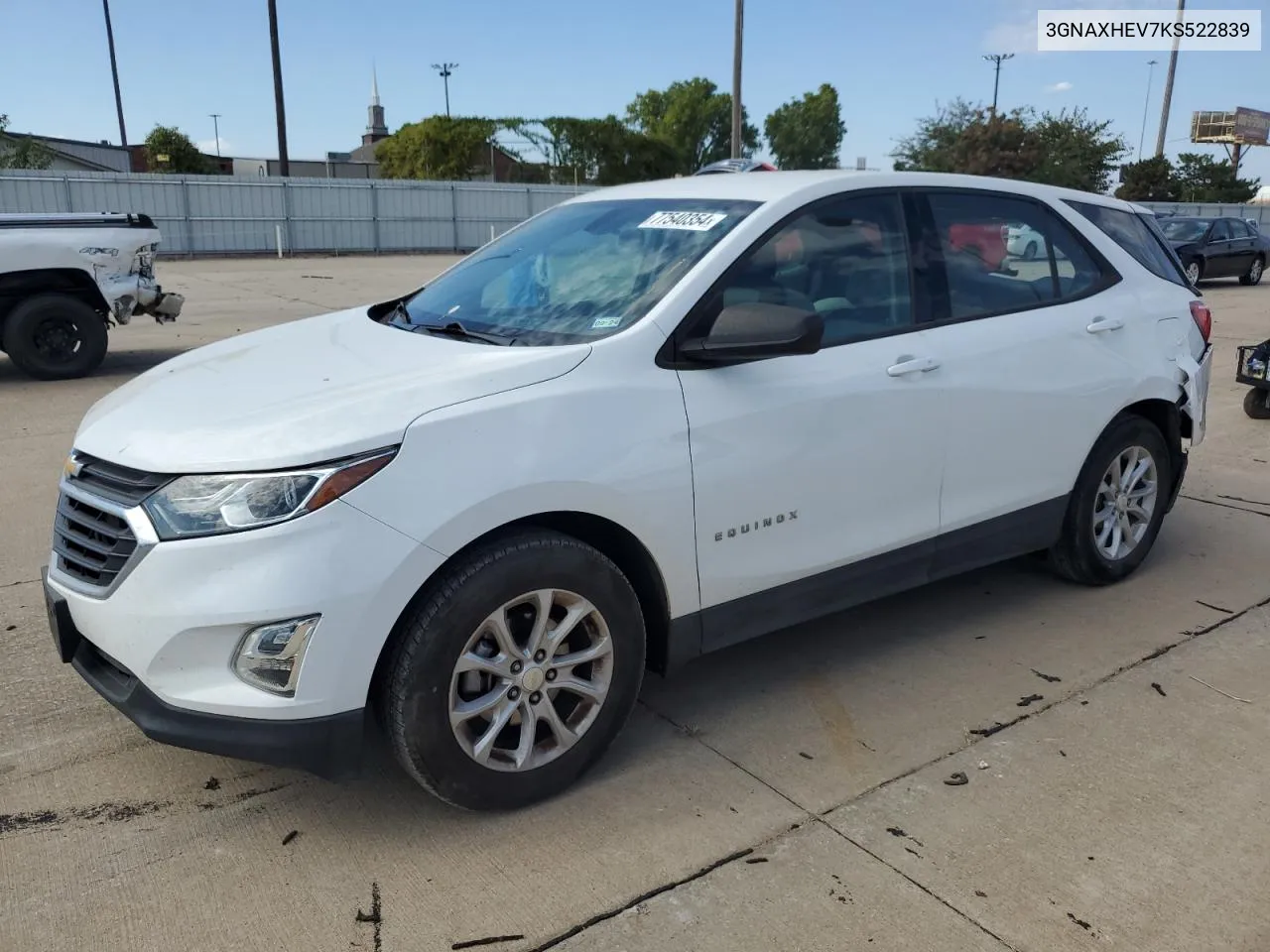 2019 Chevrolet Equinox Ls VIN: 3GNAXHEV7KS522839 Lot: 77540354