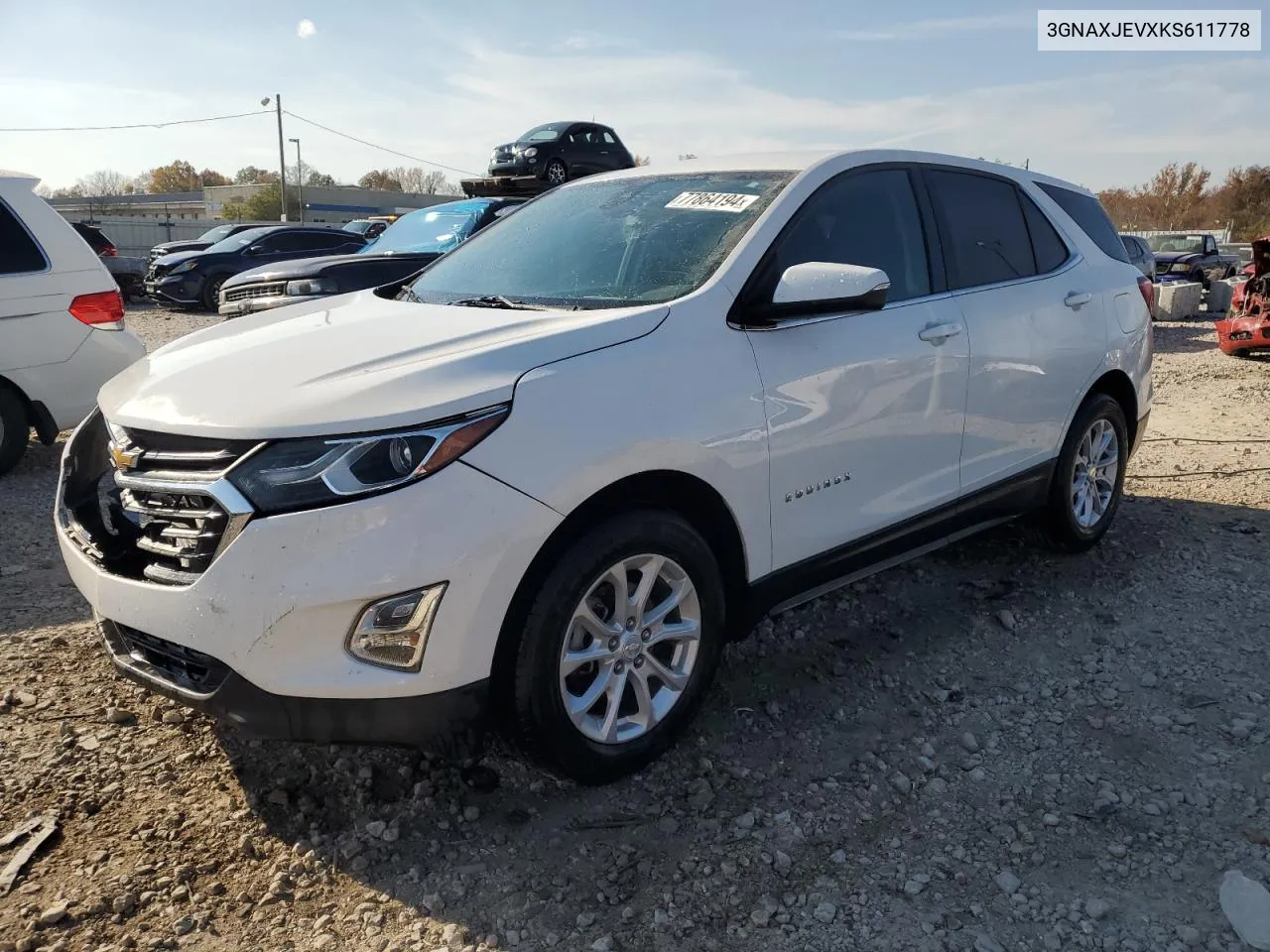 2019 Chevrolet Equinox Lt VIN: 3GNAXJEVXKS611778 Lot: 77864194